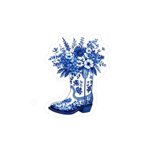 Autocollant en vinyle pour bouquet de bottes de cow-boy, chinoiseries occidentales rustiques, fleurs