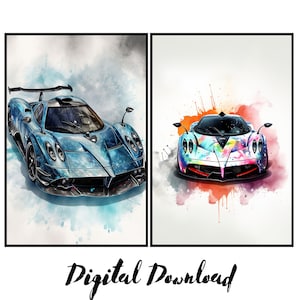 Pagani Utopia  Digital Art | Watercolor Print | Exquisite Car Poster | Instant Download | Set of 2