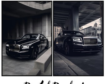 Rolls-Royce Dawn Digital Art | Watercolor Print | Timeless Elegance Poster | Instant Download | Set of 2