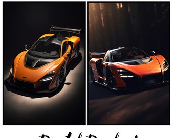 McLaren Senna Digital Art Print | Dynamic Supercar Poster | Instant Download | Set of 2