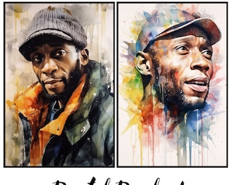 Mos Def Digital Art | Watercolor Portraits | Unique Pop Art Design | Instant Download | Set of 2