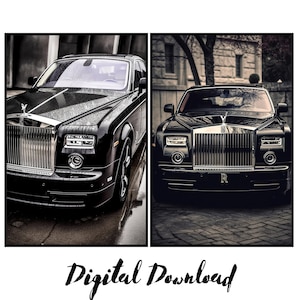 Rolls-Royce Phantom Digital Art | Watercolor Print | Timeless Elegance Poster | Instant Download | Set of 2