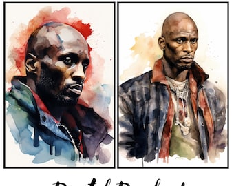 DMX Digital Art | Watercolor Portraits | Unique Pop Art Design | Instant Download | Set of 2