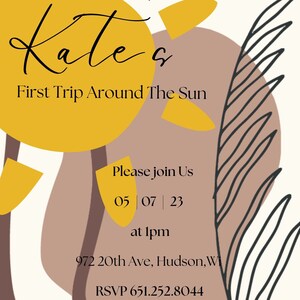 First Trip Around the Sun First Birthday Party Invitation