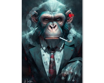 Pimpin Chimp in Charge - Murale unico di uno scimpanzé fiducioso