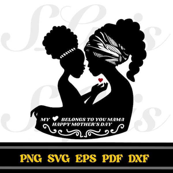 Mother and Child Silhouette, Mother and Child SVG PNG DXF, Mother's Day Digital Downloads, Sublimation and Cutting Files