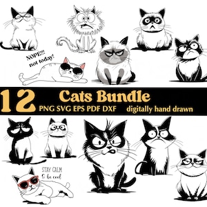 Cats SVG PNG DXF Pdf and Eps, Cat Humor Svg Png Eps and Pdf, Funny Cat Meme Svg Png, Funny Cat Doodle, Cat Lovers Svg, Grumpy Cat Svg Png