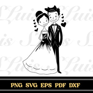 Panna młoda i pan młody SVG PNG DXF Pdf i Eps, Kochankowie Svg Png Dxf Eps, Projekt Walentynek Svg Png Dxf Pdf Eps, Rocznica ślubu Svg Png Dxf