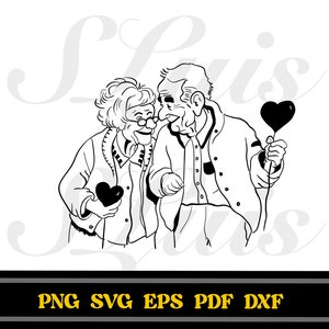 Nonna e nonno, amore tra nonna e nonno, festa dei nonni, nonni insieme illustrazione lineare nonna e nonno scarabocchio SVG PNG