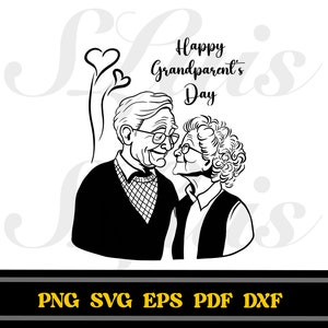Abuela y abuelo, amor de abuela y abuelo, día de los abuelos, abuela y abuelo Doodle SVG PNG DXF Eps Pdf, diseño digital de abuelos