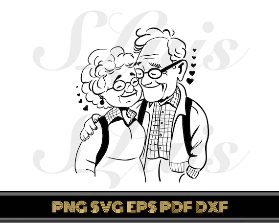 Grandparents Line Art Illustration: Grandma and Grandpa Doodle Grandparents Line Art Illustration: Grandma and Grandpa Doodle