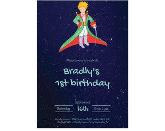 The Little Prince | Baby Boy First Birthday Invitation Template | Printable