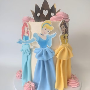 Ätbart tryck med prinsessmotiv och tema, inklusive valfri akrylspegelkrona i guld