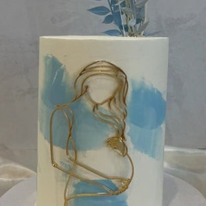 Akrylowa sylwetka kobiety w ciąży linia sztuki Baby Shower Cake Charm