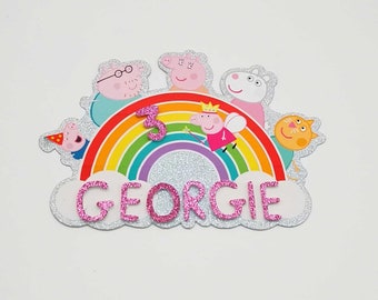 Personalised Peppa George Pig Mummy Pig Daddy Pig Themed Cake Topper Package