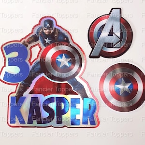 Pacchetto personalizzato di cake topper a tema Capitan America