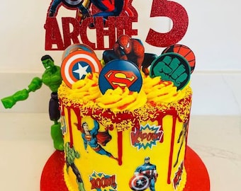 Personalised themed Avengers cake topper package