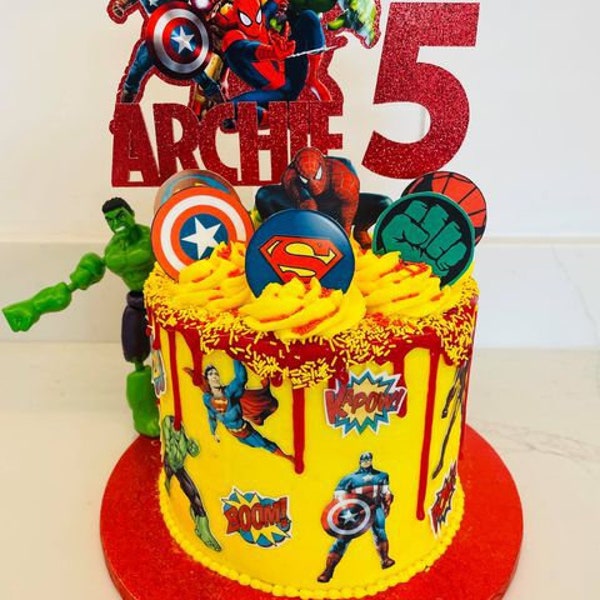 Personalised themed Avengers cake topper package