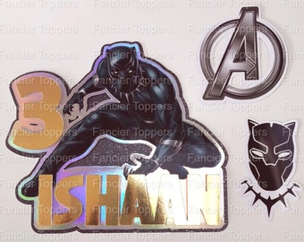 Personalised Black Panther Themed Cake Topper Package