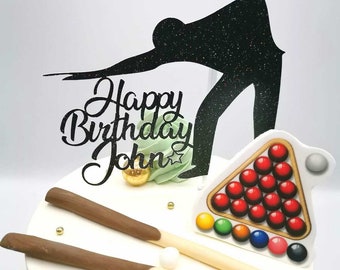 Personalised snooker themed cake topper package
