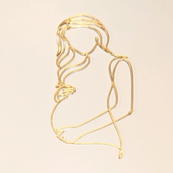 Acrylic Pregnant Woman Silhouette Baby Shower Cake Charm