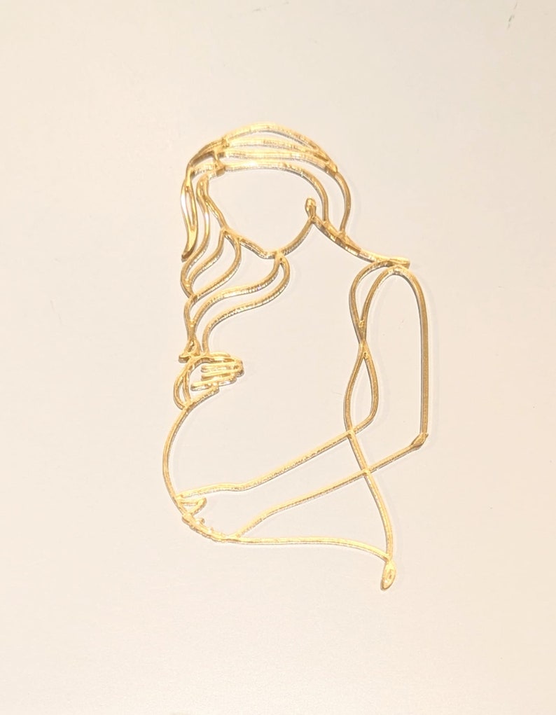 Acrylic Pregnant Woman Silhouette Baby Shower Cake Charm image 1