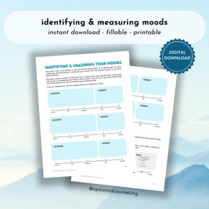 Moods Worksheet, CBT DBT Therapy Counseling (PDF)