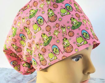 Discoball frog scrub cap,frog surgical cap cute scrub cap fun