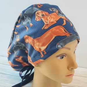 Euro paardenstaart scrub cap hond, chirurgische cap paardenstaart schattig, puppy&#39;s scrub cap, chirurgische cap grappig, scrub hond worst, veterinaire cadeau
