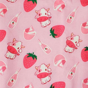 Euro ponytail scrub cap strawberry cow,surgical cap milk strawberry,pediatric nurse gift,surgical cap kawaii strawberry