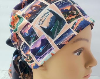 parks patches scrub hat surgery surgical cap OR washable  mens ties back,scrub cap europonytail camping parks