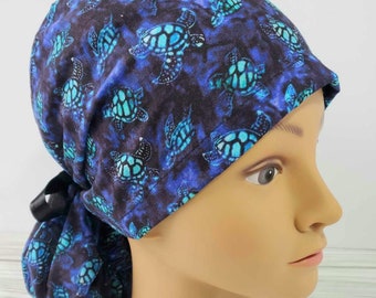 Sea Turtle Scrub Cap europonytail: Tie Back Surgical Hat, Doctor Gift