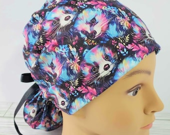 Euro ponytail scrub cap otter,surgical cap ponytail cute,pediatric gift,surgical cap otters,scrub cap blue