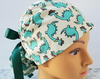 Euro Scrub cap western dinosaur,scrub cap cowboy dinosaur,scrub cap hat cowboy,scrub cap nicu