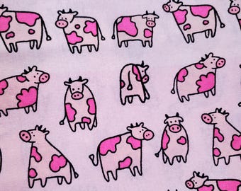 Pink Cow europonytail Scrub Cap, Kawaii Surgical Cap, 100% Cotton