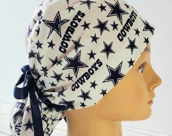 Surgical/Scrub Cap Cowboys Print,scrub cap sports team,ties back scrub cap unisex