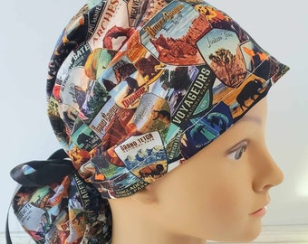 Parks patch patches scrub hat surgery surgical cap OR washable cotton mens ties back,scrub cap europonytail