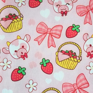 Euro ponytail scrub cap strawberry cow,surgical cap milk strawberry,pediatric nurse gift,surgical cap kawaii strawberry pink bows
