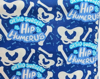 Ortho Surgery Scrub Cap: Humerus Print, europonytail
