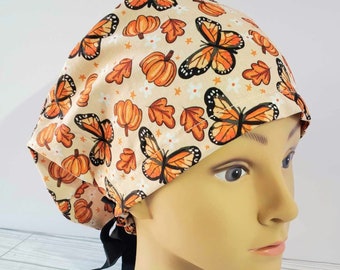 Fall Scrub cap,scrub cap monarch,scrub cap pumpkin,scrub cap, scrub cap Thanksgiving,scrub cap autumn