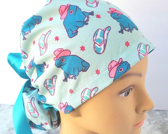 Western frog scrub cap,cowboy frog surgical cap,frog scrub cap western stars ,cute scrub cap fun