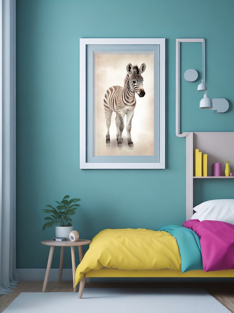 Cute Baby Zebra Print Kids Room or Nursery Childrens Wall Art Décor ...