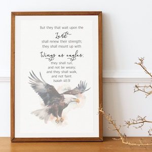 Isaiah 40:31 Bible Verse Print Scripture Printable Inspirational Painting Scripture Art Christian Décor Downloadable Art DIY Cards