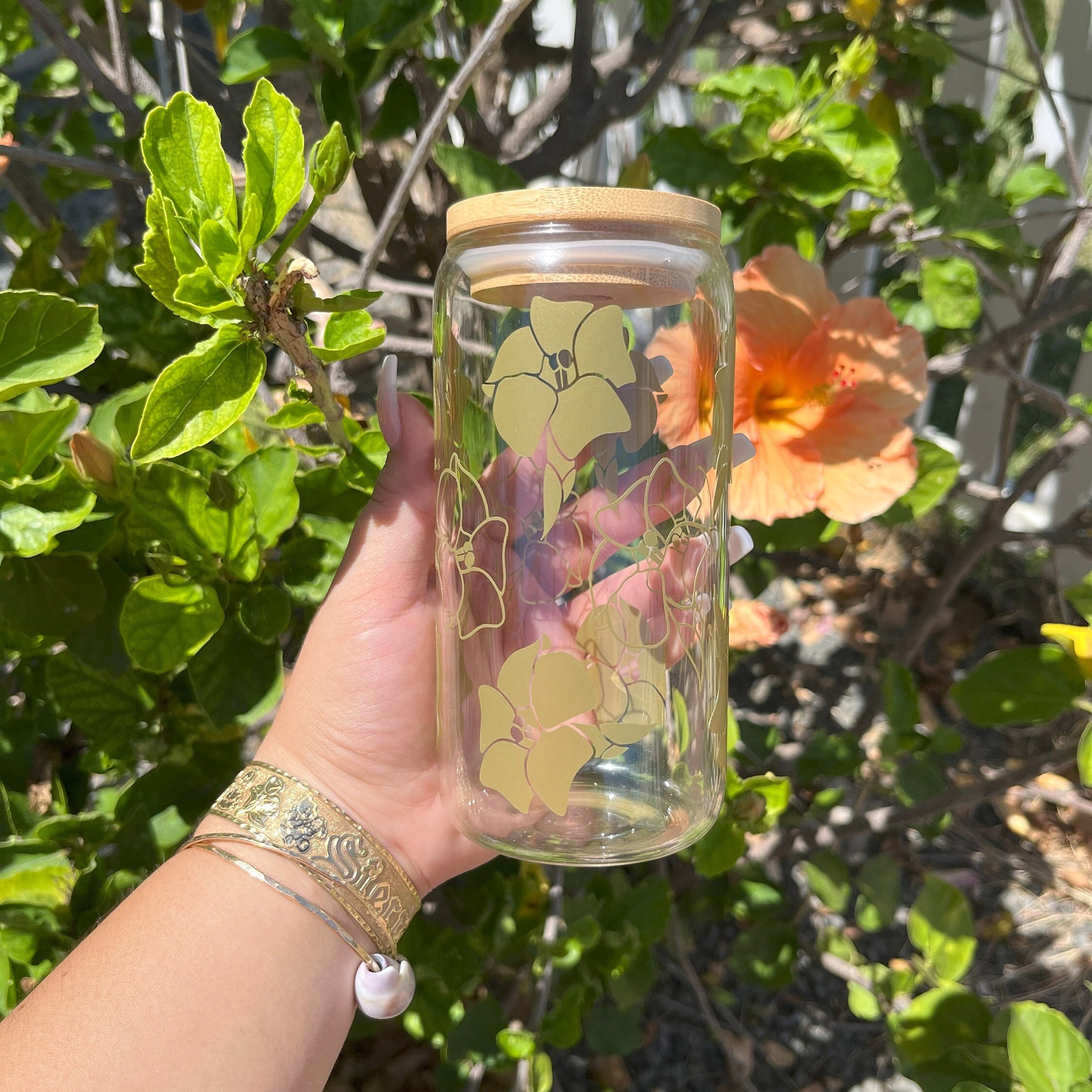 Puakenikeni, Kī'aha, 16 Ounce Glass Cup, Hawai'i Cup, Gifts for Her Etsy