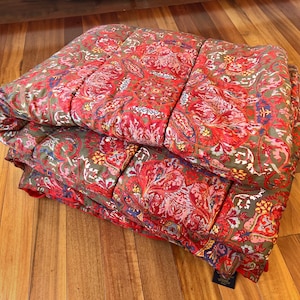 Vintage Rare Ralph Lauren Galahad Cotton Sateen Red Paisley Medieval King Size Comforter