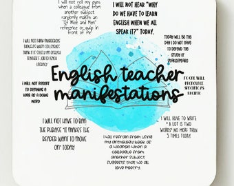 English teacher manifestations coaster, teacher gift