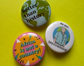3x geography themed badges