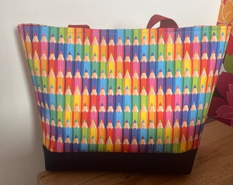 Multi coloured Pencil Design Tote bag