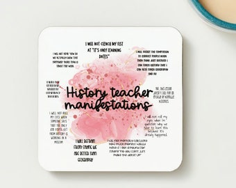 History teacher manifestation coaster, teacher gift