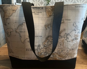 Large map tote bag